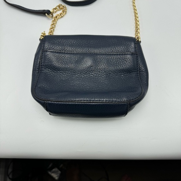 Michael Kors Fulton Crossbody Bag Dark Blue Leather Purse - Picture 4 of 15